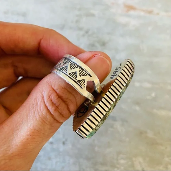 SOLD ♥️ Navajo ♥️ Landon Secatero Sterling Silver & Appaloosa Turquoise Ring - Picture 6 of 13